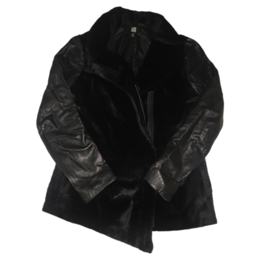 Size S Saks leather silky shiny cowhide/pony jacket